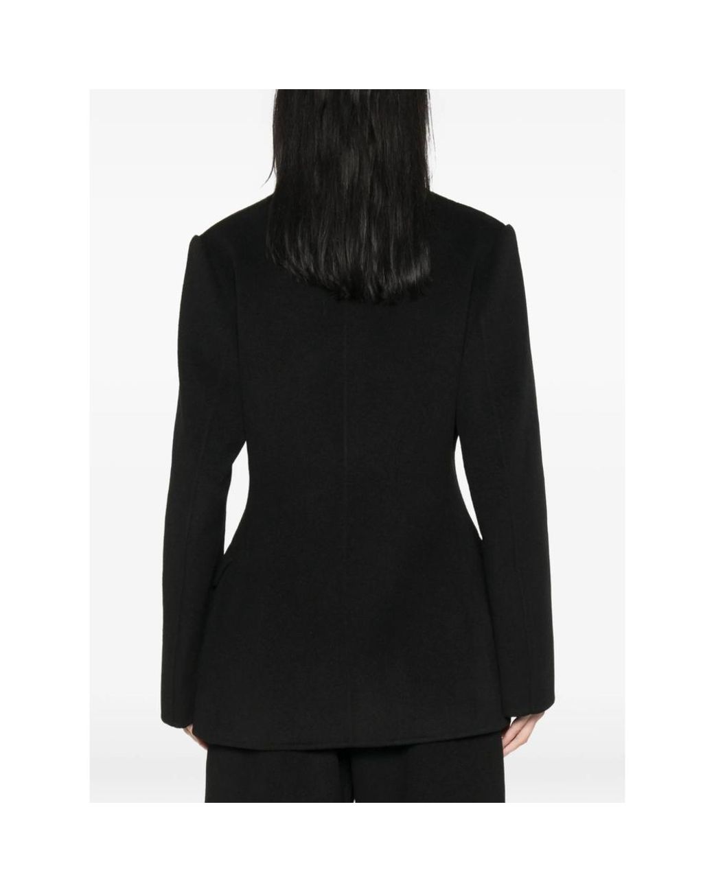 Lisa Yang Black V-Neck Single-Breasted Coat