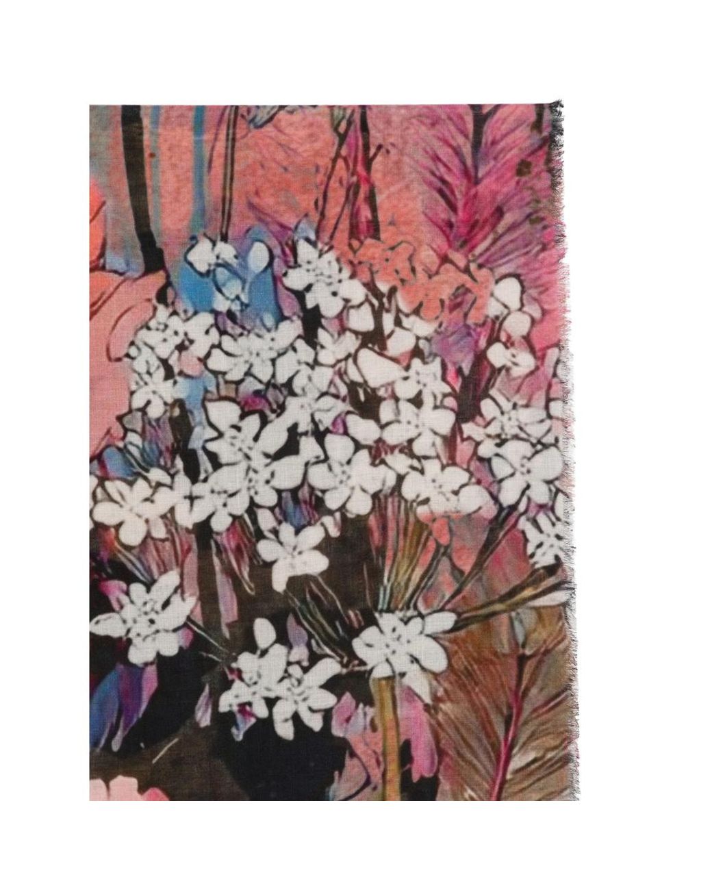 D'Aniello Pink Floral-Print Leopard-Pattern Scarf