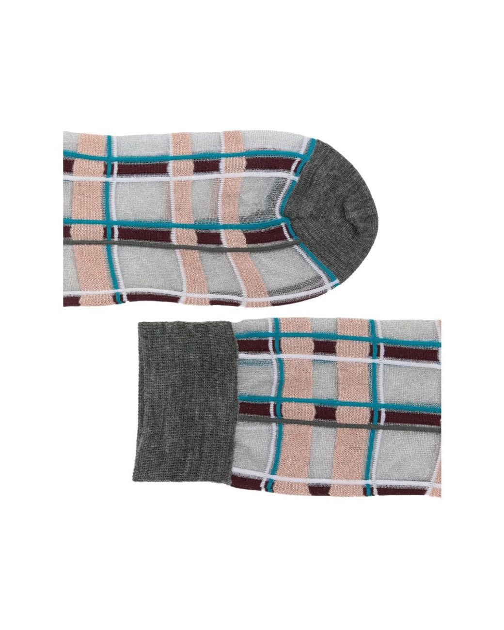 ANT45 Blue Brill Short Check Metallic-Thread Socks