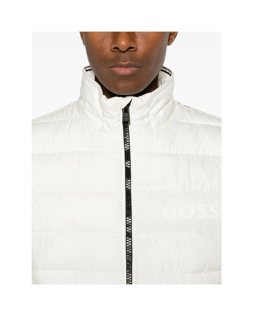 Boss White Quilted Gilet for men