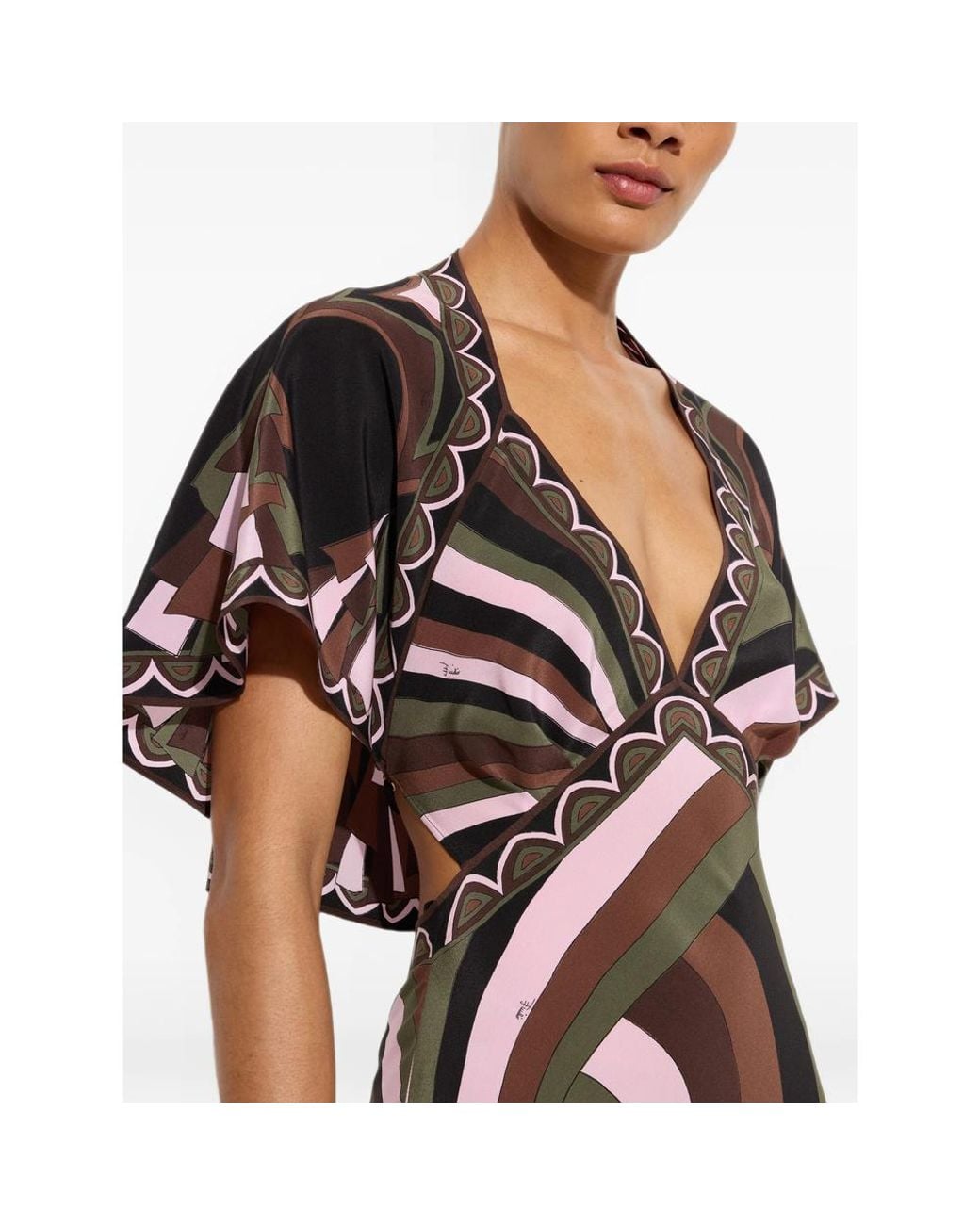 Emilio Pucci Black Iride-And-Baiadera-Print Crêpe-De-Chine Dress