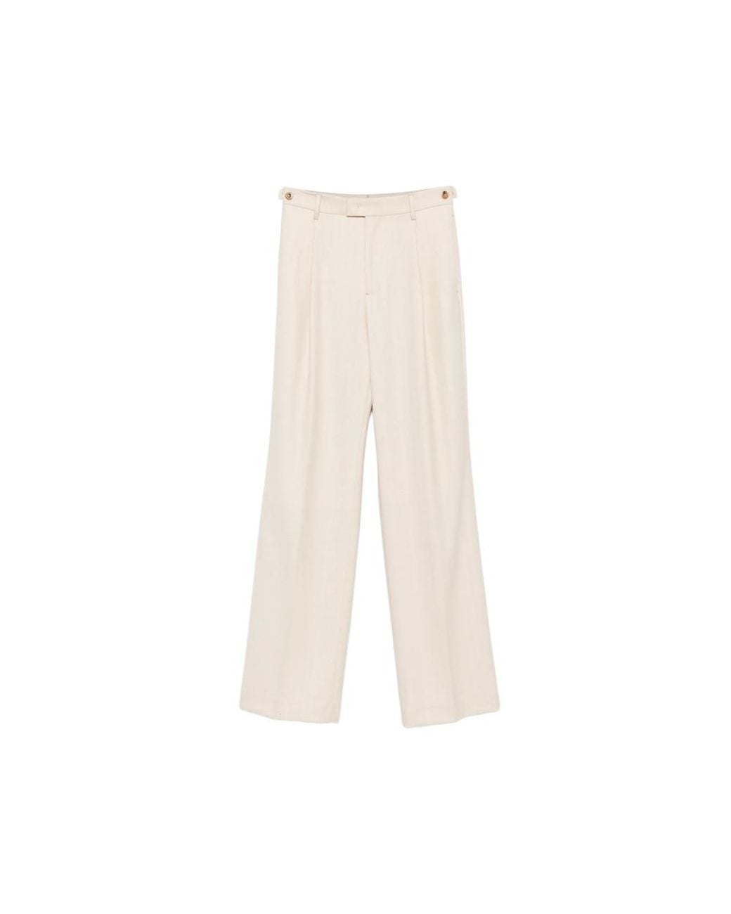 Berwich Natural Herringbone Pleated Trousers