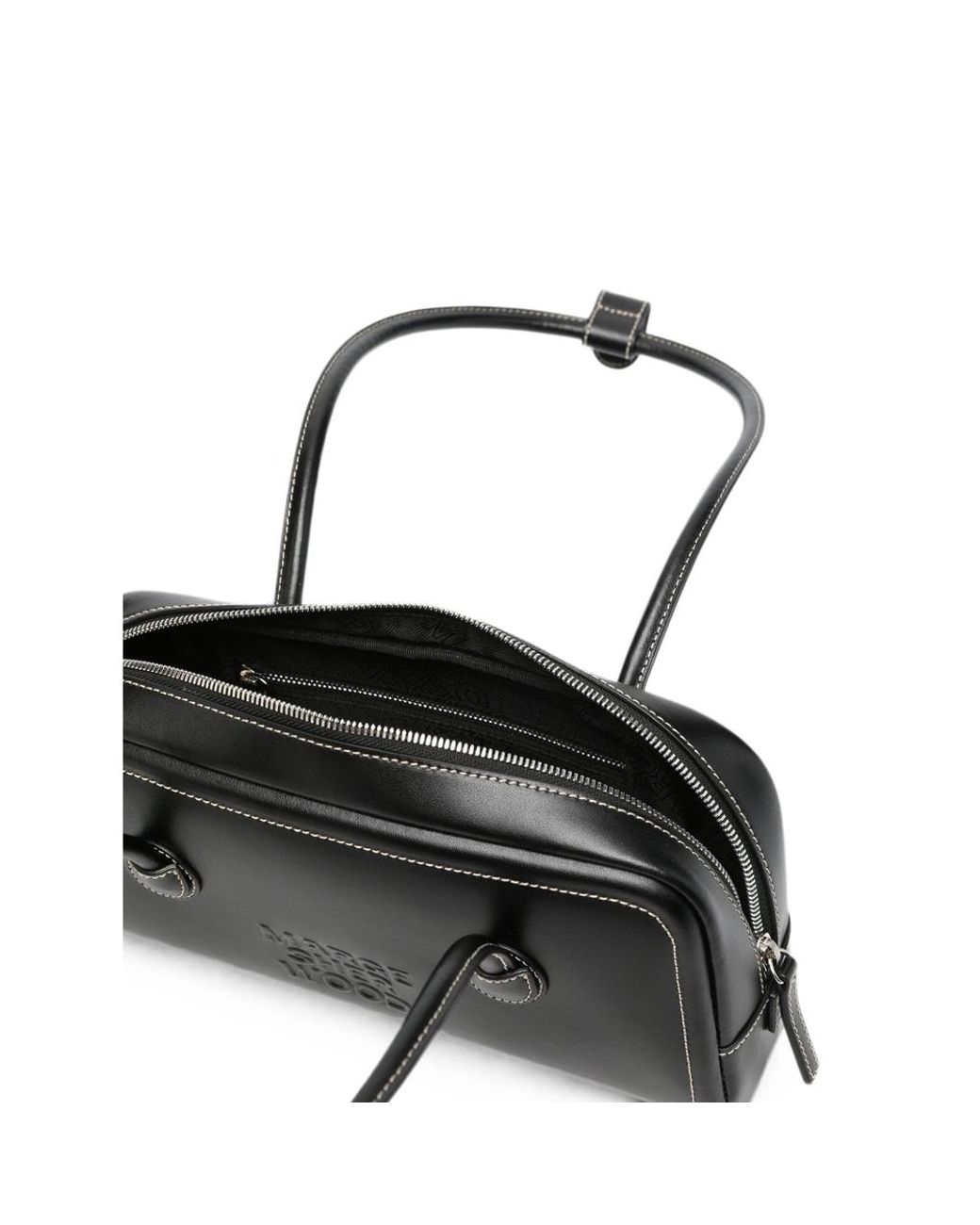 MARGE SHERWOOD Black Contrast-Stitch Logo-Embossed Tote Bag