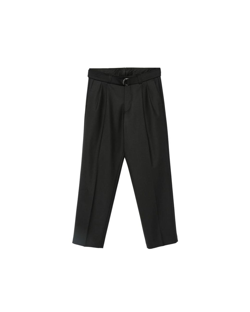 Eraldo Black Belted Pleated Trousers for men