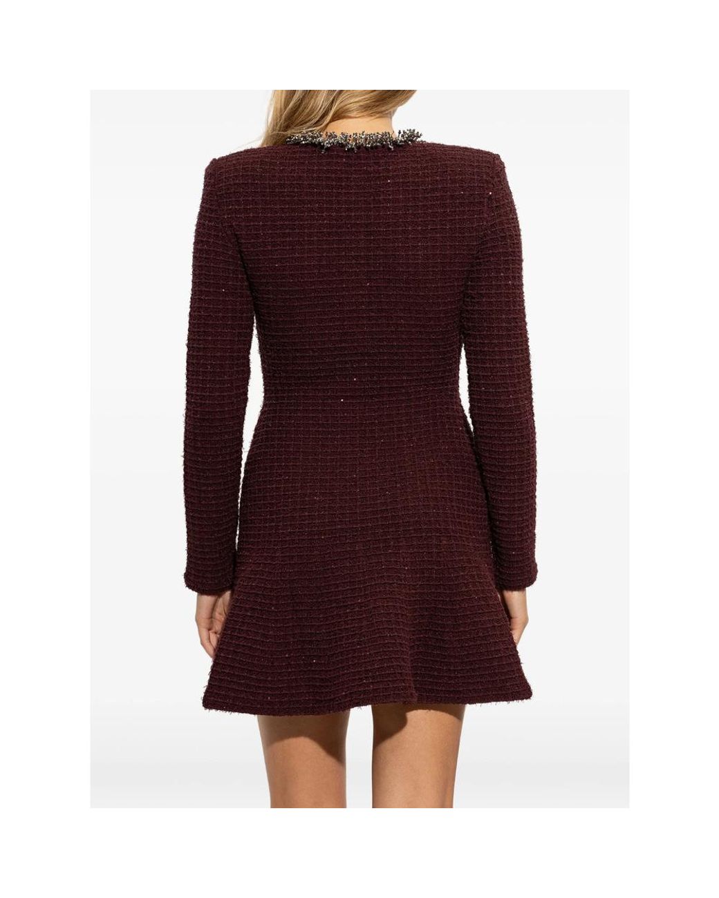 Self-Portrait Purple Tweed Dress With Shimmering Sequins