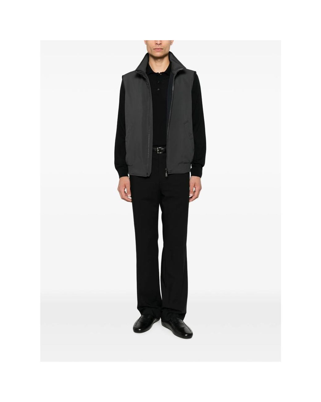 Canali Black Long-Sleeve Polo Shirt for men