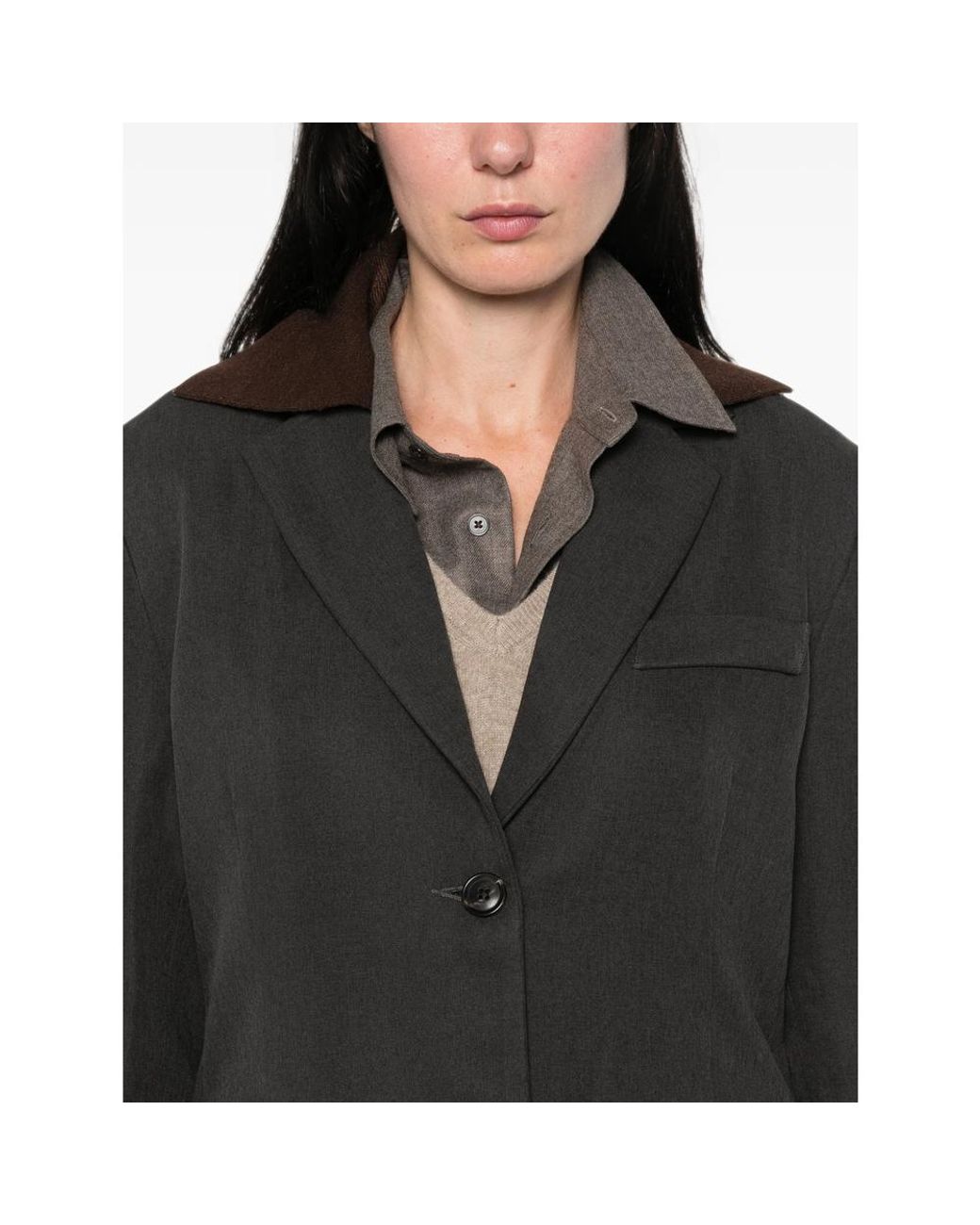 LA PISCINE Black Notched-Lapel Single-Breasted Jacket