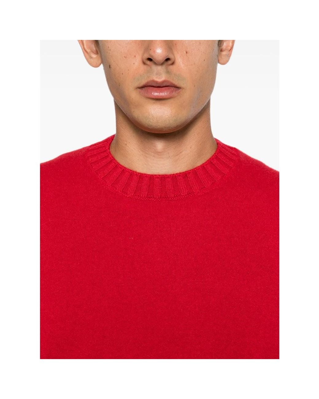 Magazzino Ricambi Red Ribbed-Trim Sweater for men