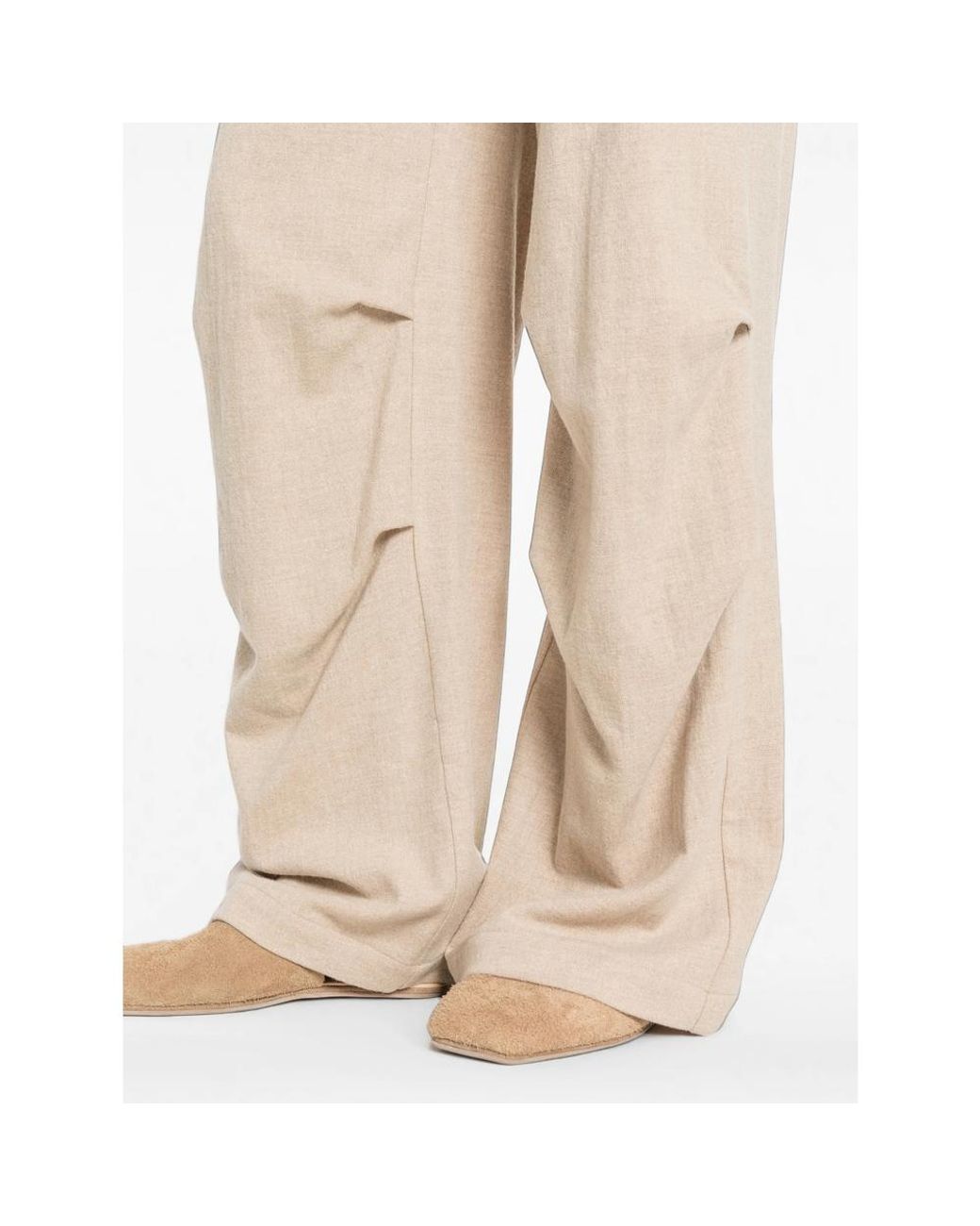LE SULLY STUDIO Natural Pleated Drawstring-Fastening Trousers