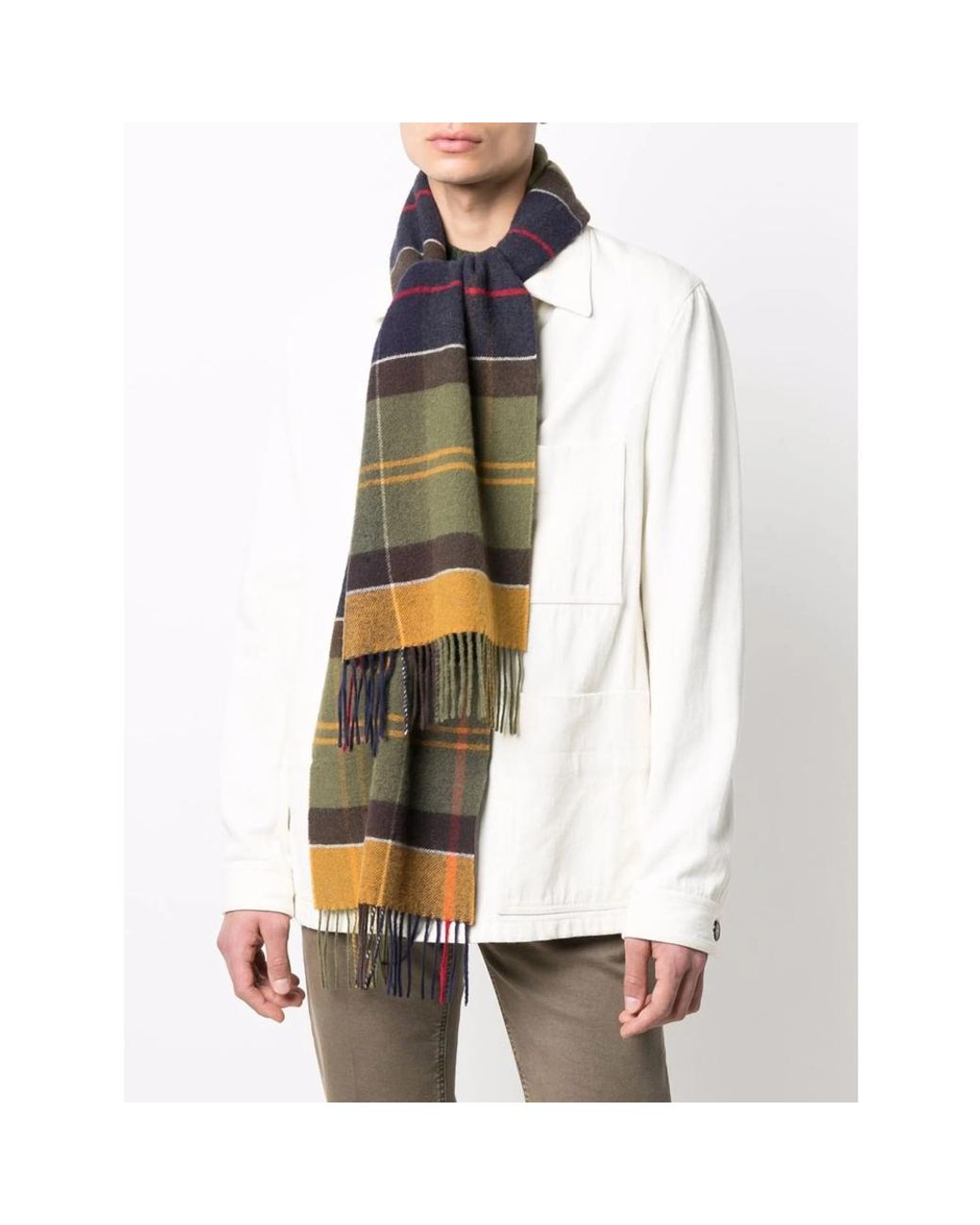 Barbour Blue Plaid-Check Print Scarf for men