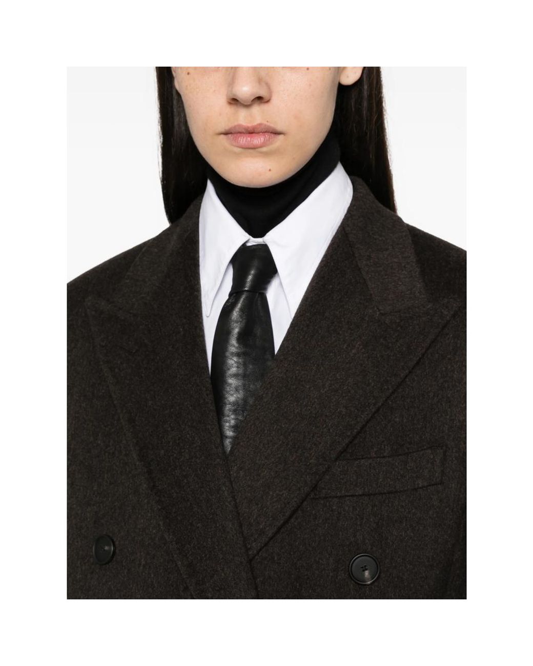 Tagliatore Black Caitlyn Double-Breasted Peaked-Lapel Coat