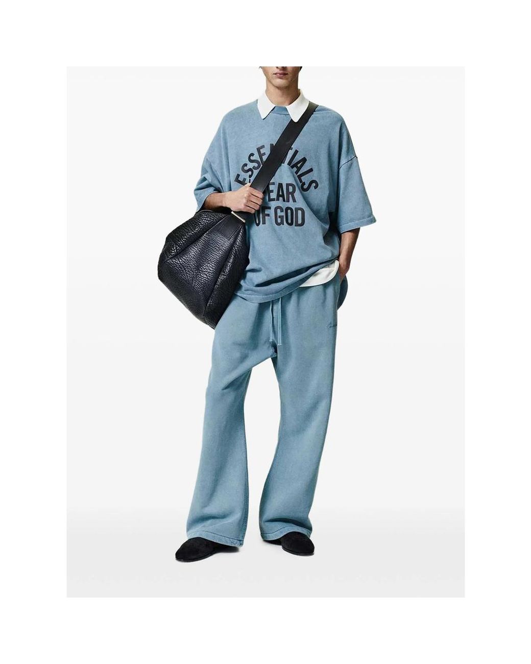 Fear Of God Blue T-Shirt Cotton Crew Neck for men