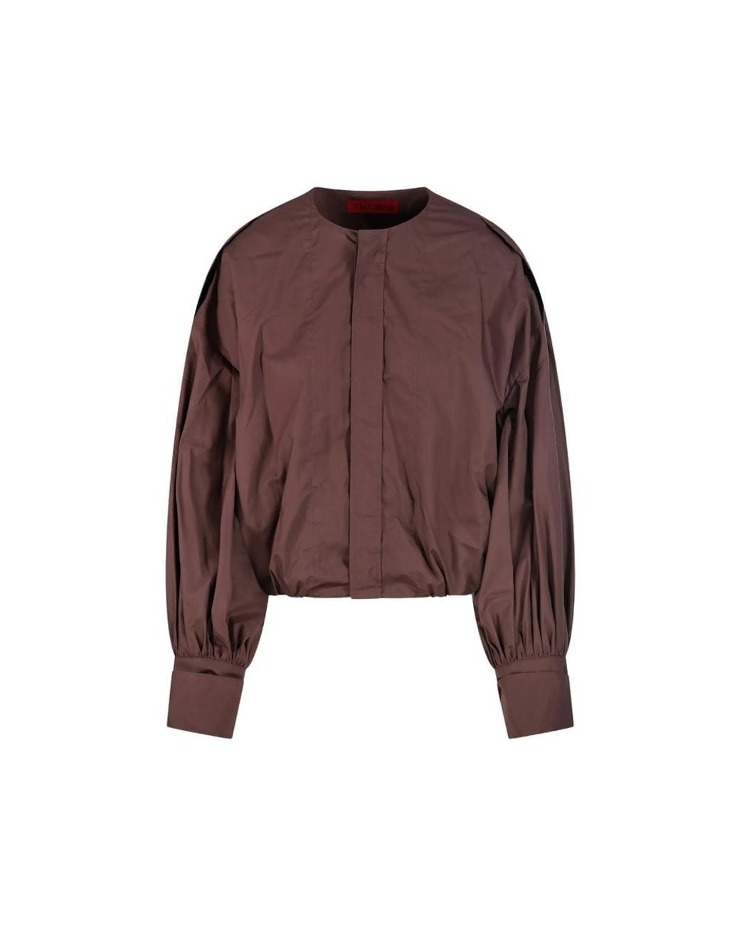 Thelatest Brown Balloon-Sleeve Shirt