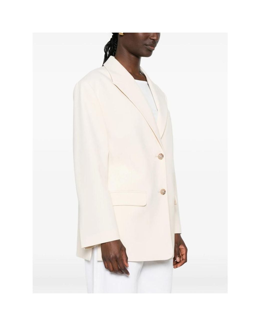 By Malene Birger Natural Adele Single-Breasted Peak-Lapels Blazer
