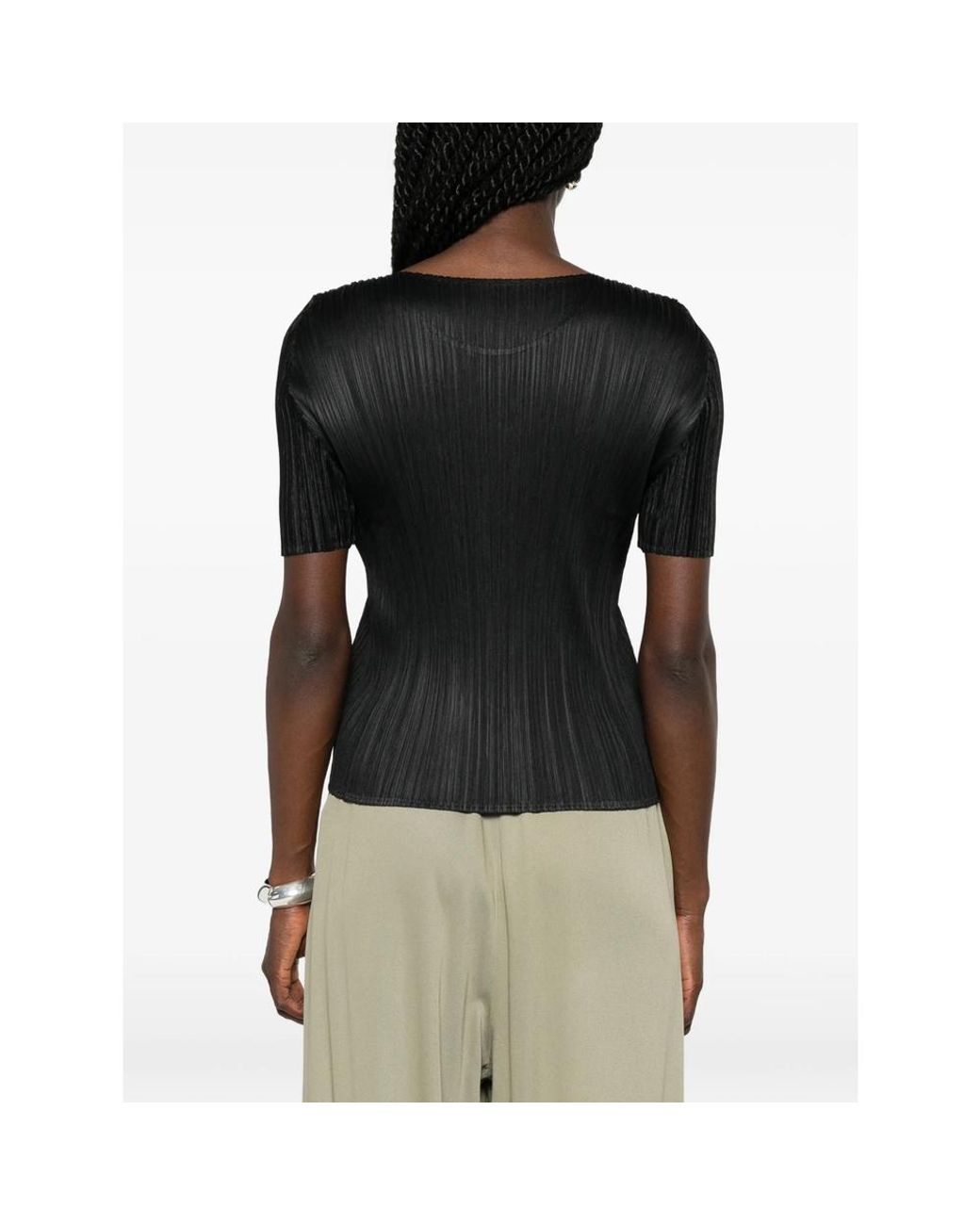 Pleats Please Issey Miyake Pleated T-Shirt in Black | Lyst UK