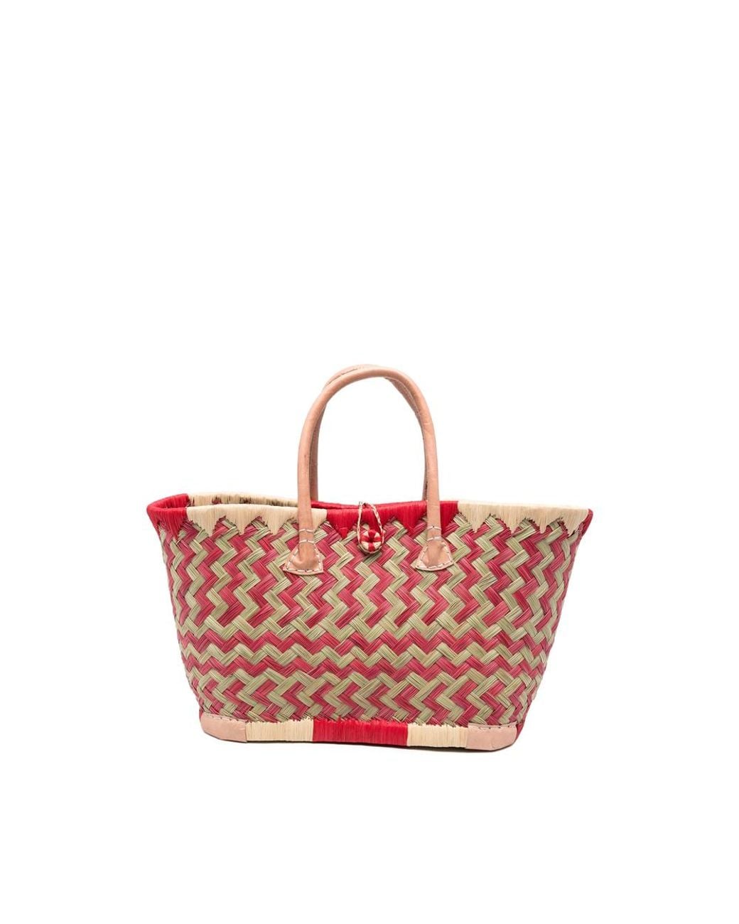 THE NINA STUDIO Red Clotilde Woven-Design Tote Bag