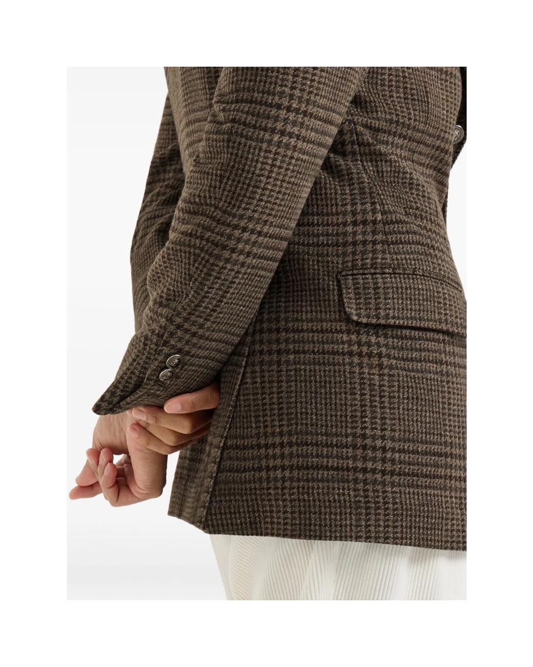 Brunello Cucinelli Green Cashmere Prince Of Wales Tailor Blazer for men