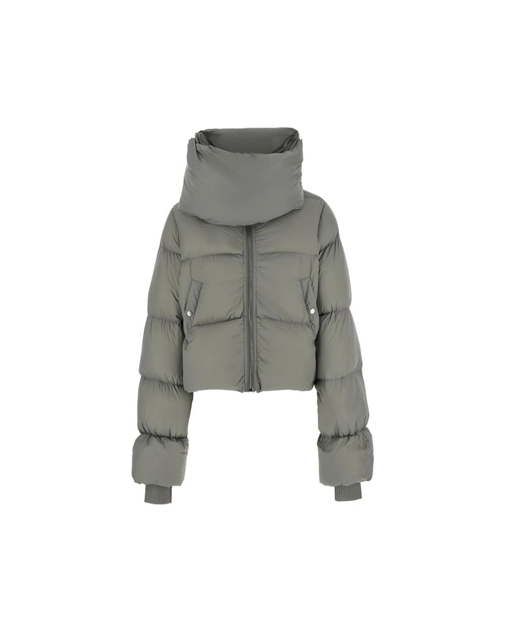 Rick Owens Gray Padded Funnel-Neck Jacket
