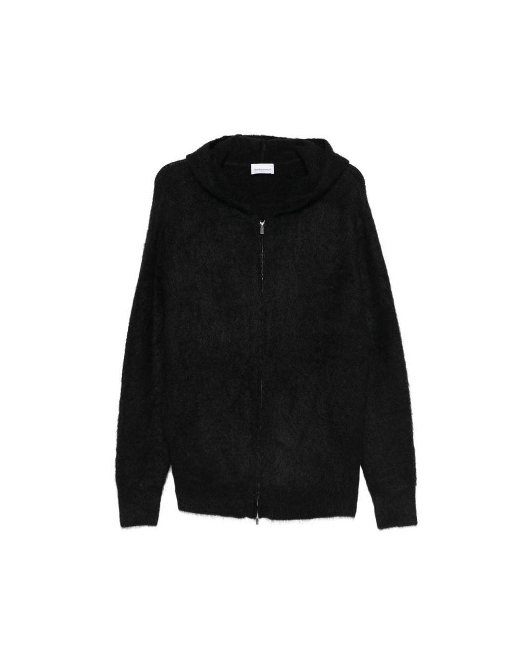 7 For All Mankind Black Zip-Up Hooded Cardigan