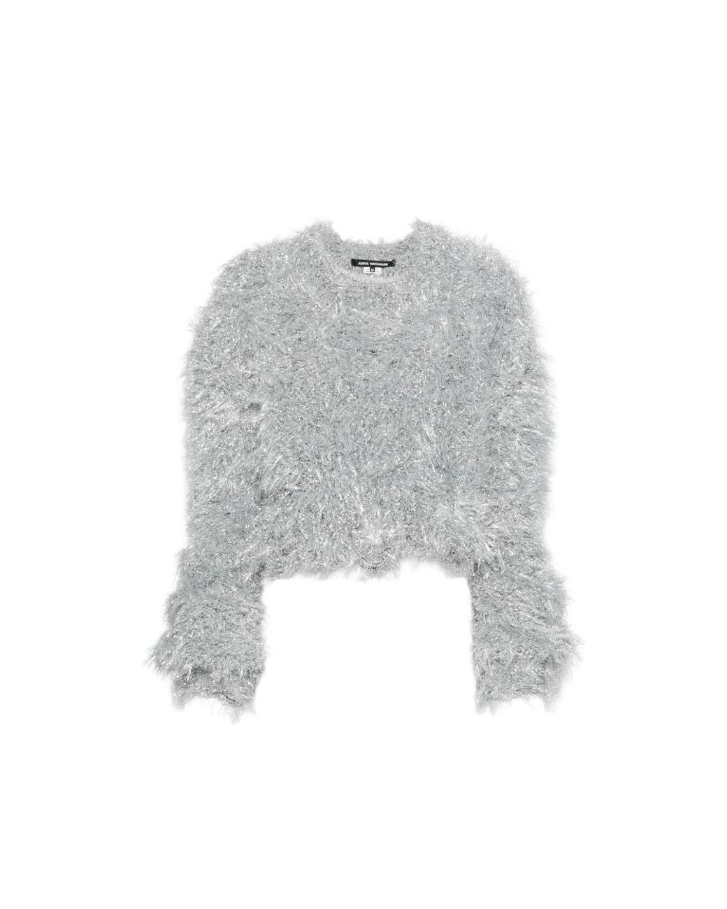 Junya Watanabe Gray Tinsel-Effect Cropped Sweater