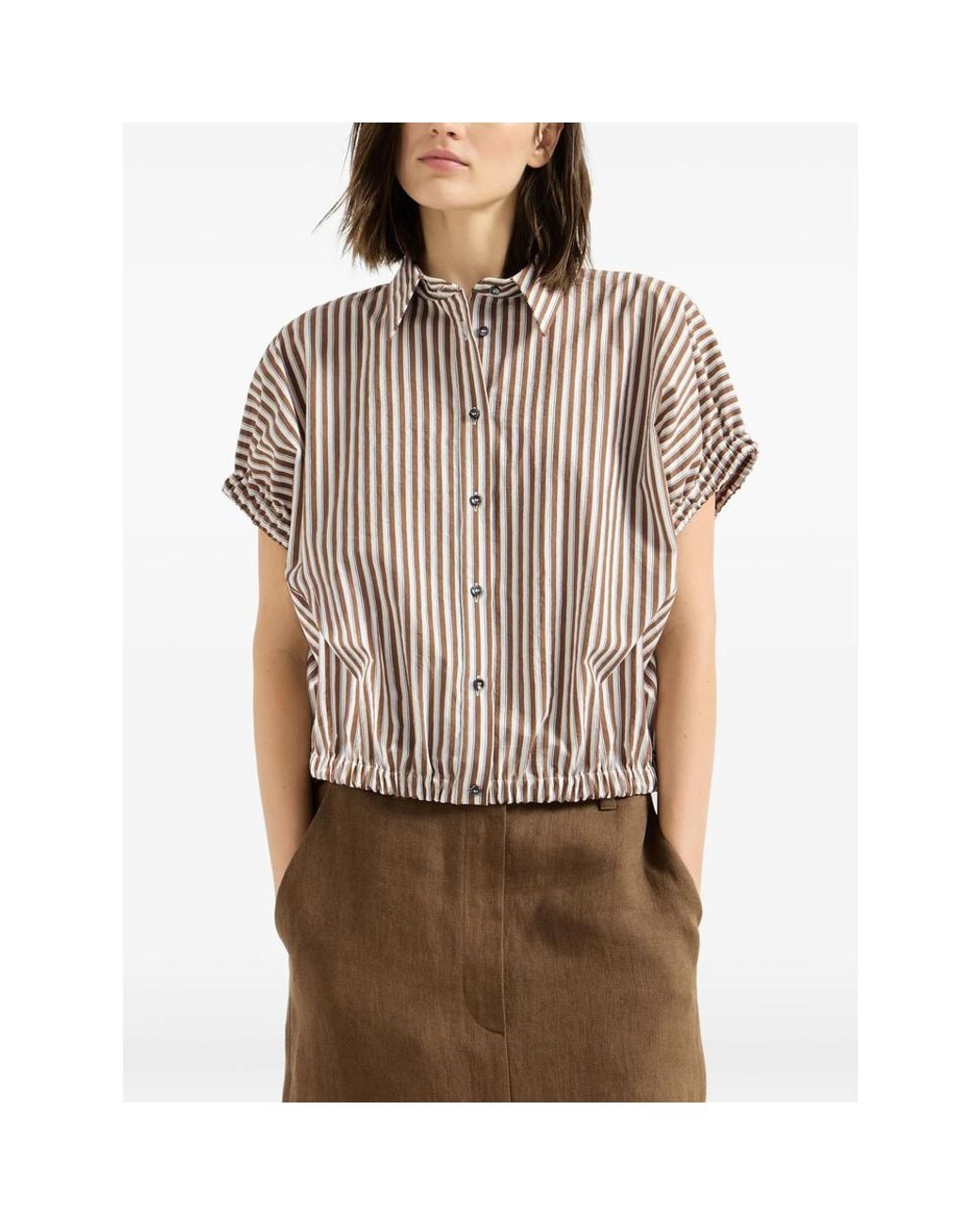 Brunello Cucinelli Multicolor Striped Monili-Embellished Shirt