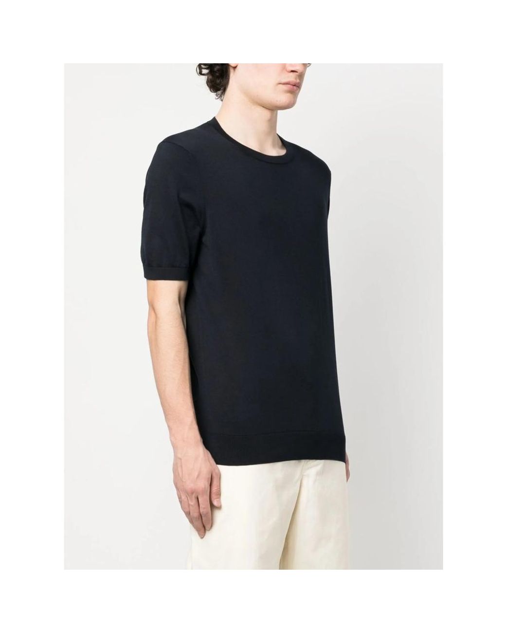 La Fileria Black Short-Sleeved Cotton Jumper for men
