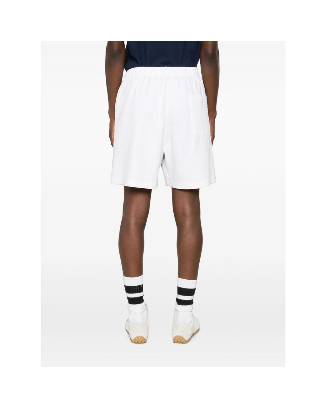 Sporty & Rich White Lena Logo-Print Elasticated Shorts