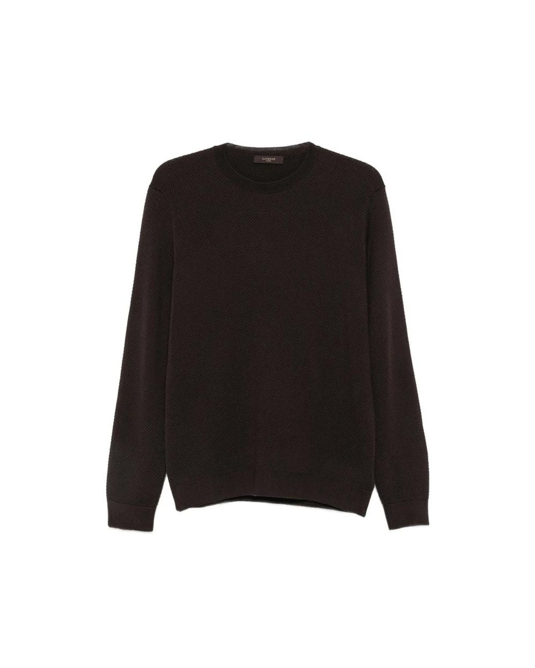 ZANONE-SLOWEAR Black Waffle-Knit Sweater for men