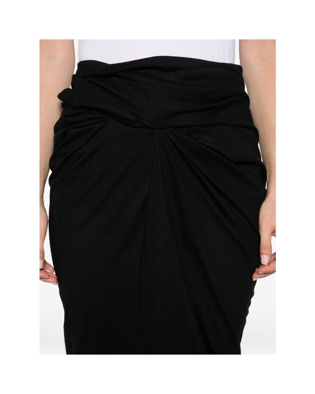 Entire studios Black Interlock Twist-Detail Draped Maxi Skirt