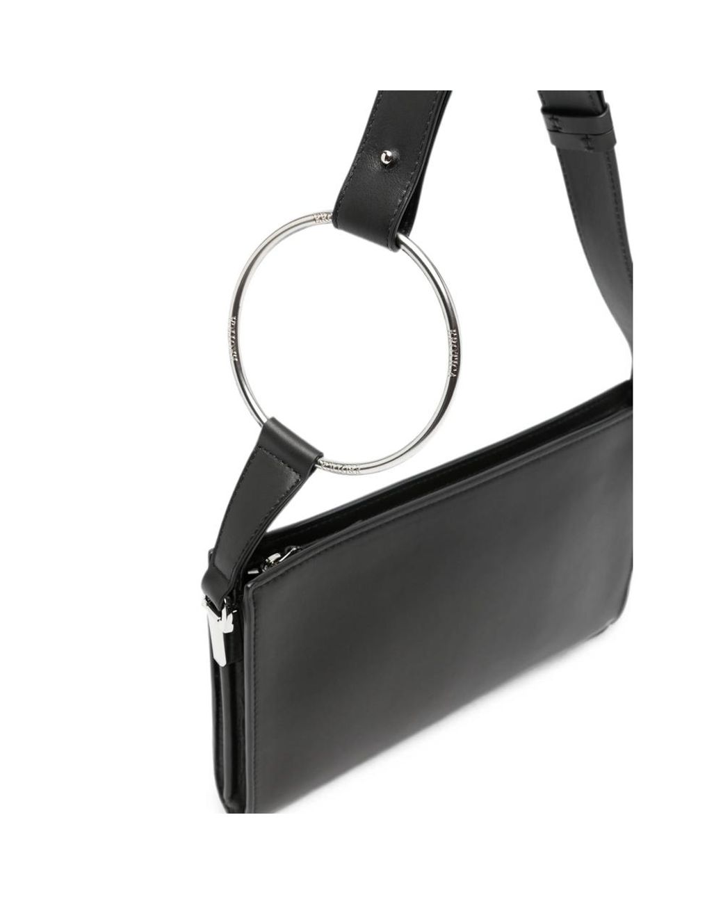 Dondup Black Ring-Detail Leather Shoulder Bag