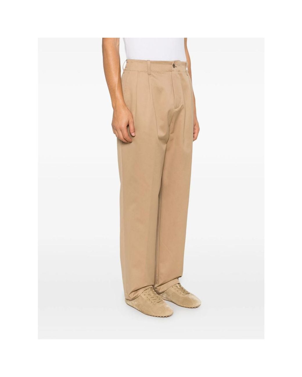 Myths Natural Pleated Straight-Leg Trousers for men