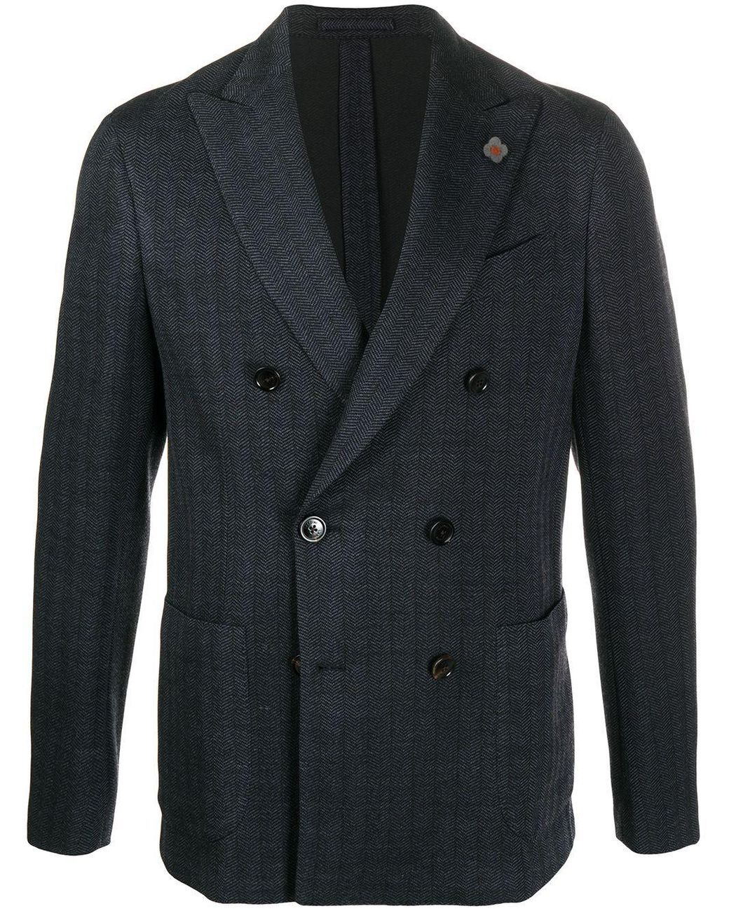Lardini Wool Chevron Double-breasted Suit in Blue for Men - Lyst