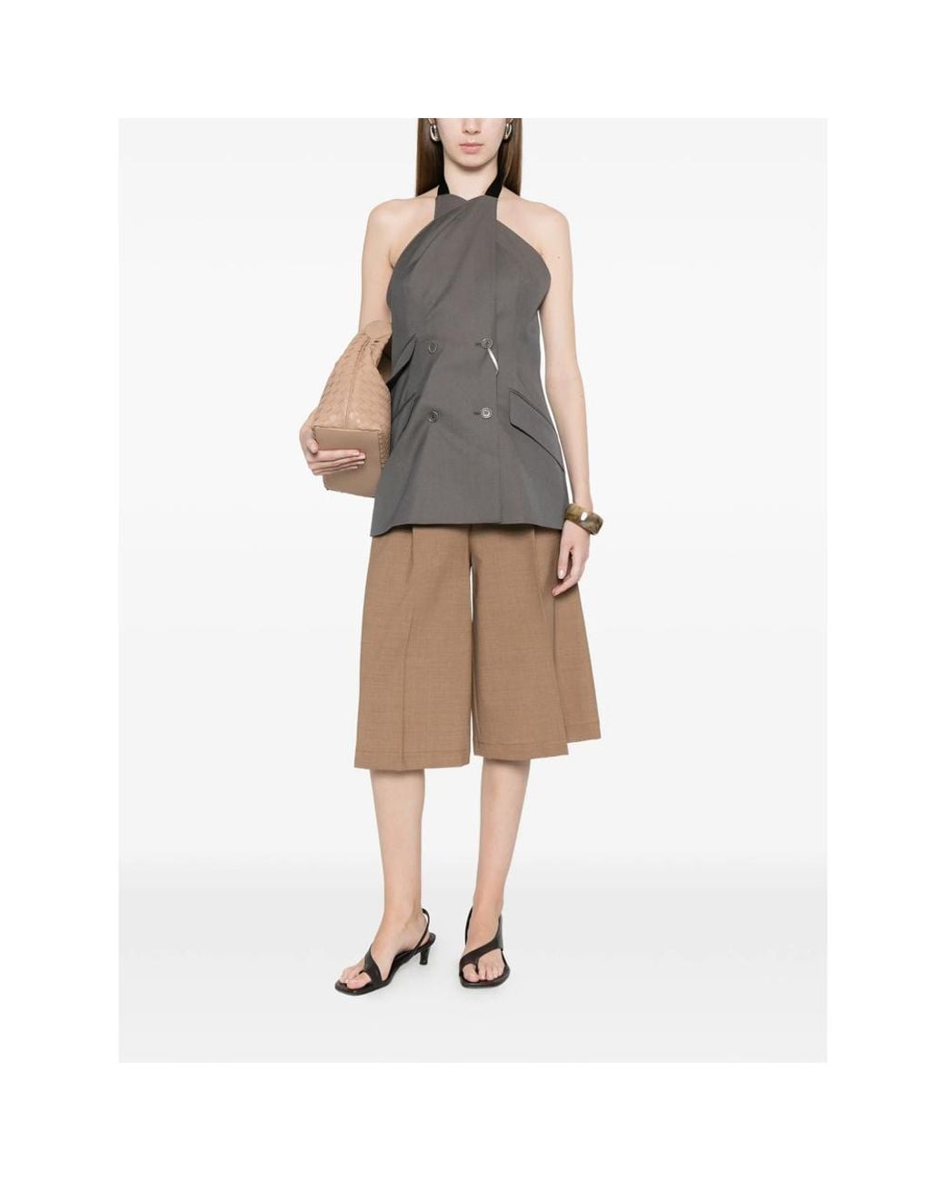 Berwich Natural Linda Pleated Shorts