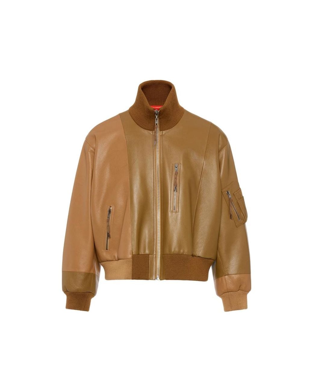 Maison Margiela Brown Spliced Leather Bomber Jacket for men