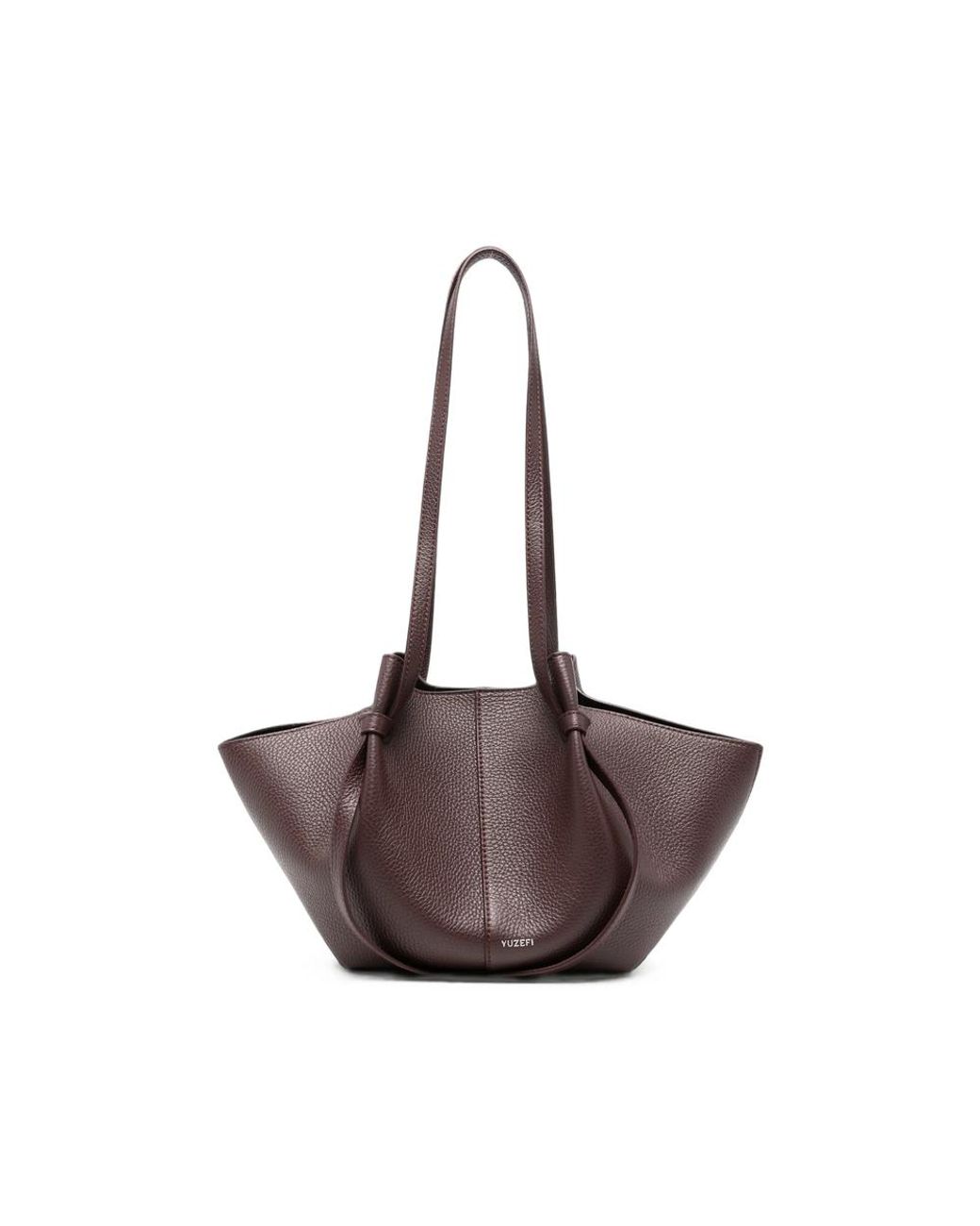 Yuzefi Brown Mochi Grained Leather Tote Bag