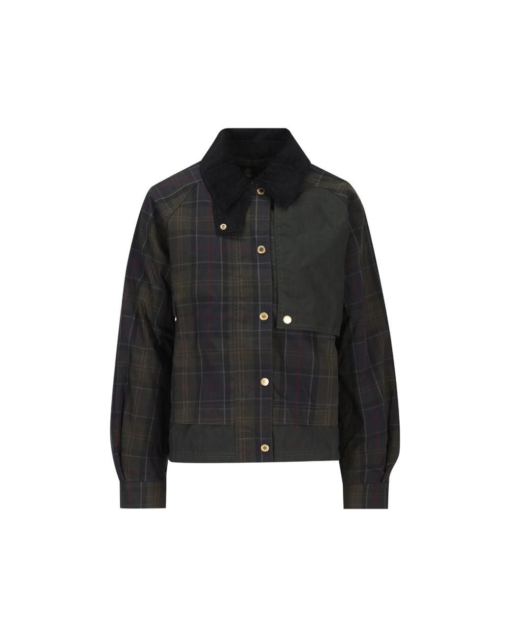 Barbour Black Truro Tartan-Print Corduroy-Collar Jacket
