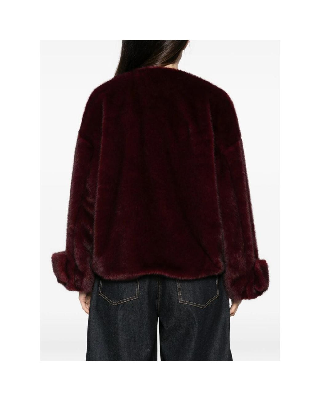 Antonelli Red Faux-Fur Wide-Collar Jacket