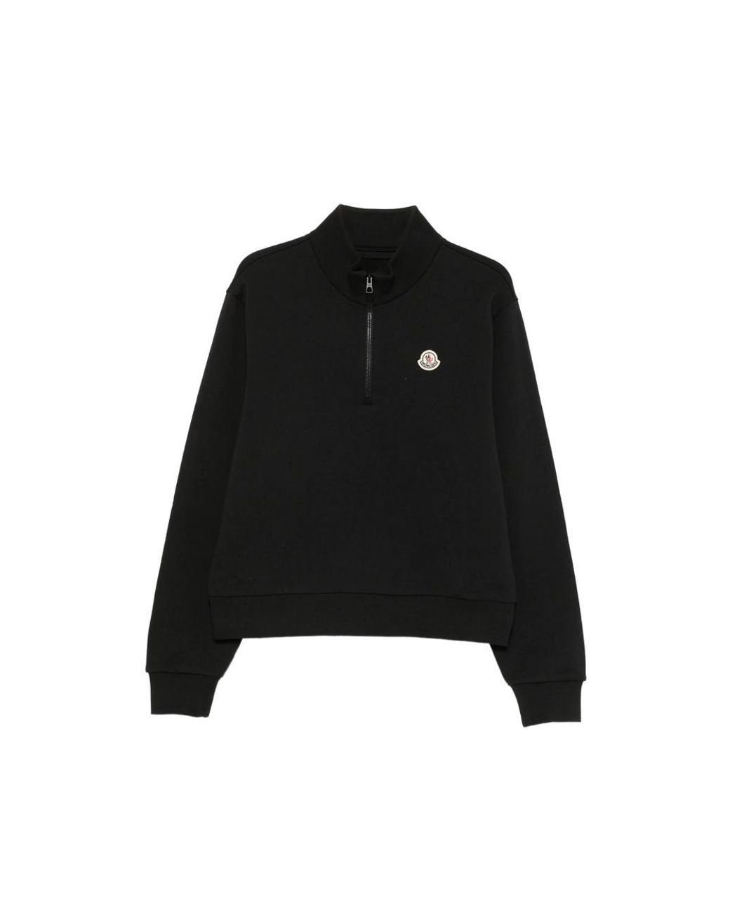 Moncler Black Logo-Patch Quarter-Zip Sweatshirt for men