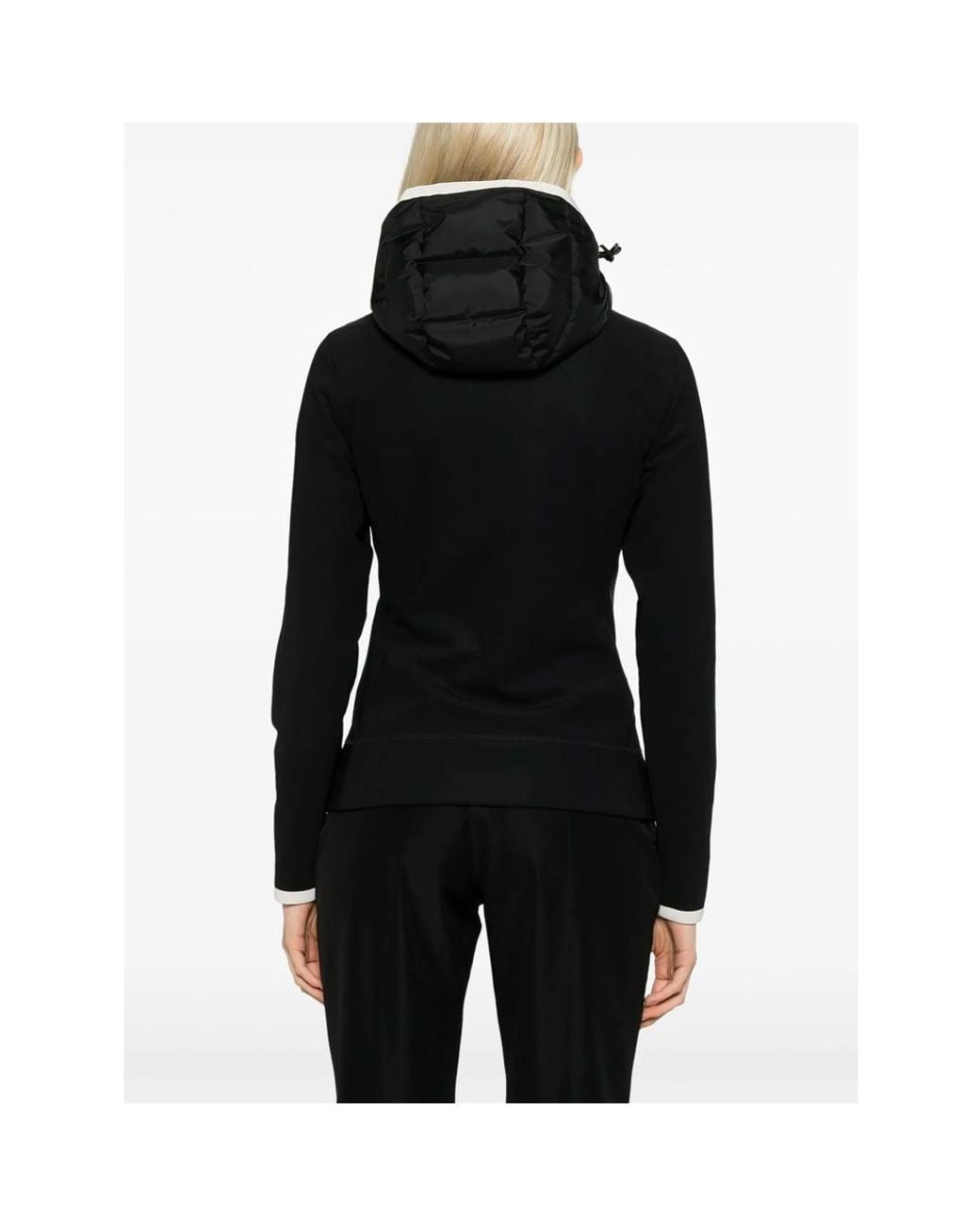 Moncler Black Padded-Panel Zip-Up Hoodie