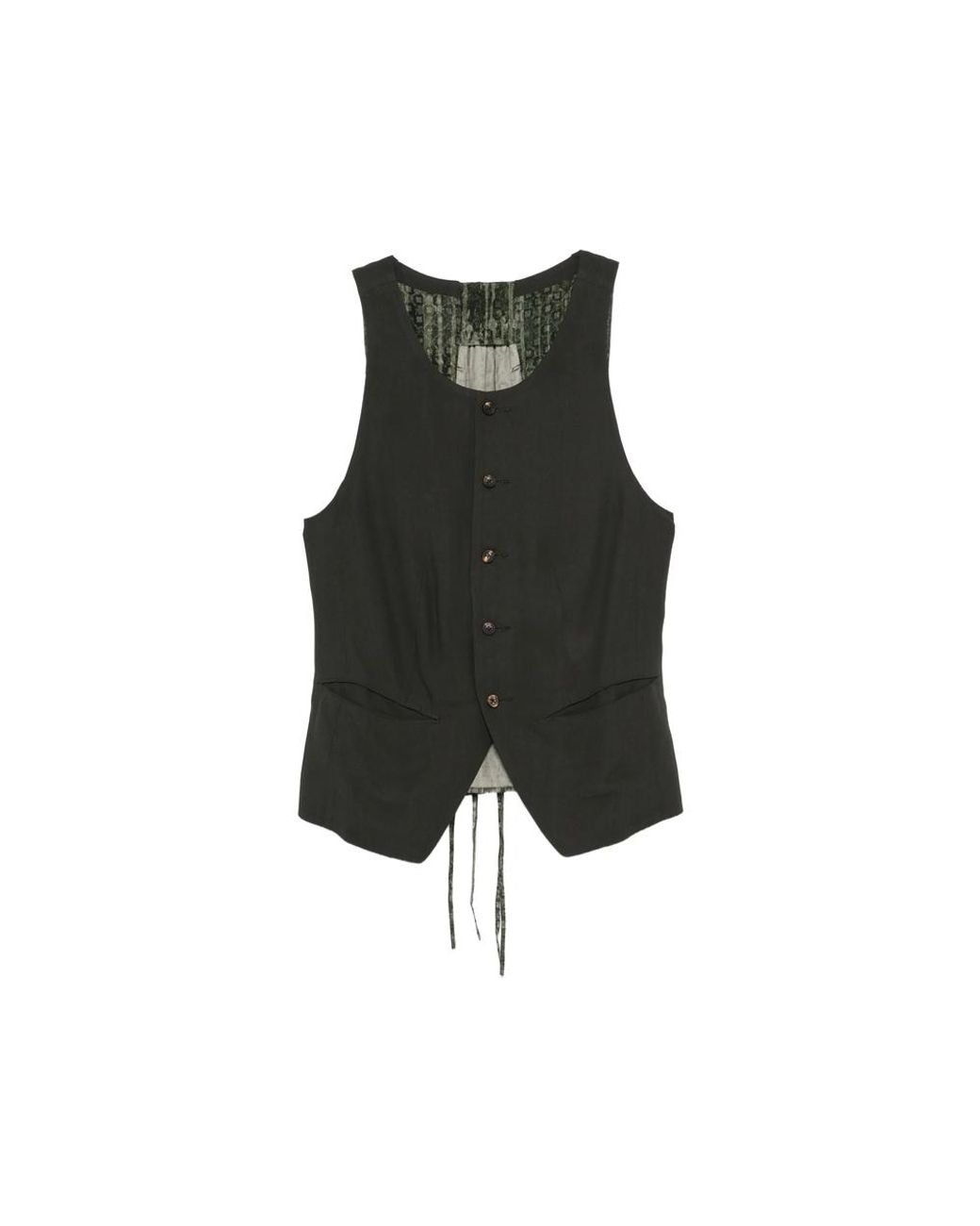 Ziggy Chen Green Patterned-Panel Vest