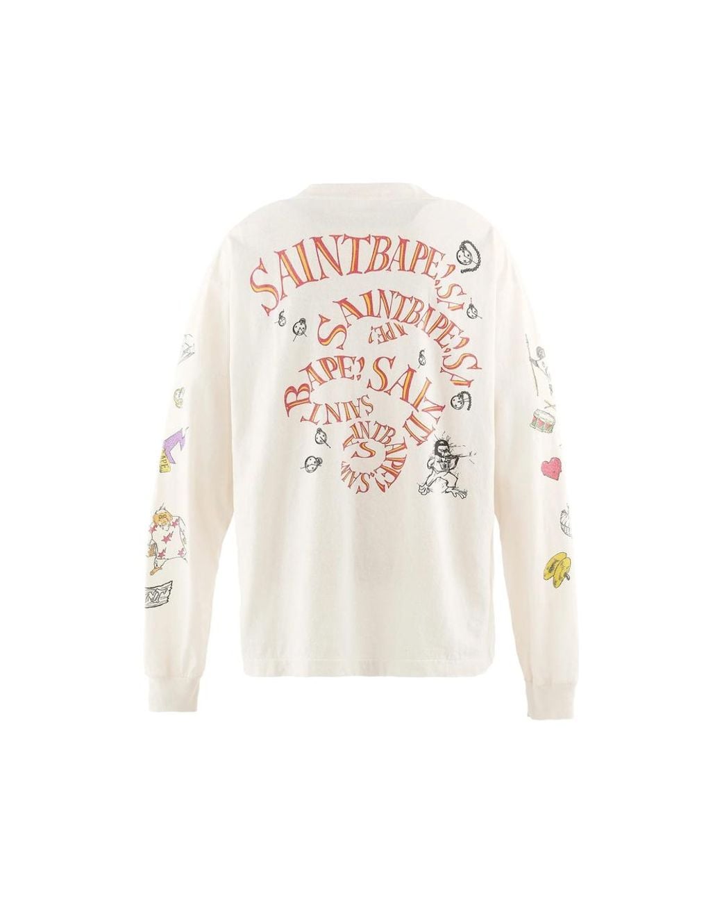 SAINT Mxxxxxx White X Bape Graphic-Print T-Shirt for men