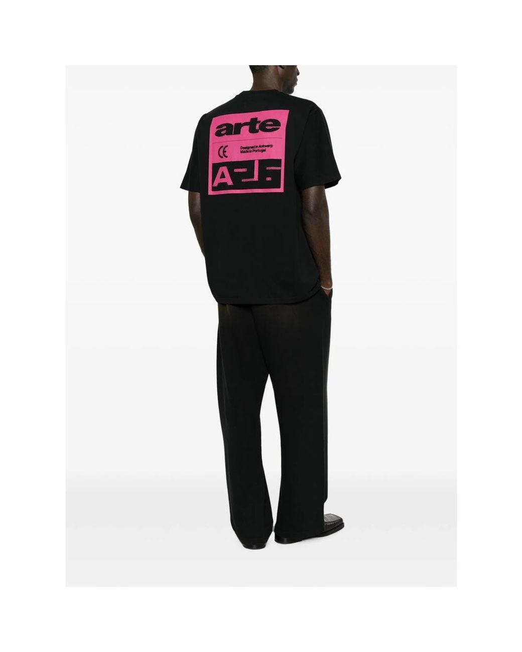 Arte' Black Graphic-Print Cotton T-Shirt for men