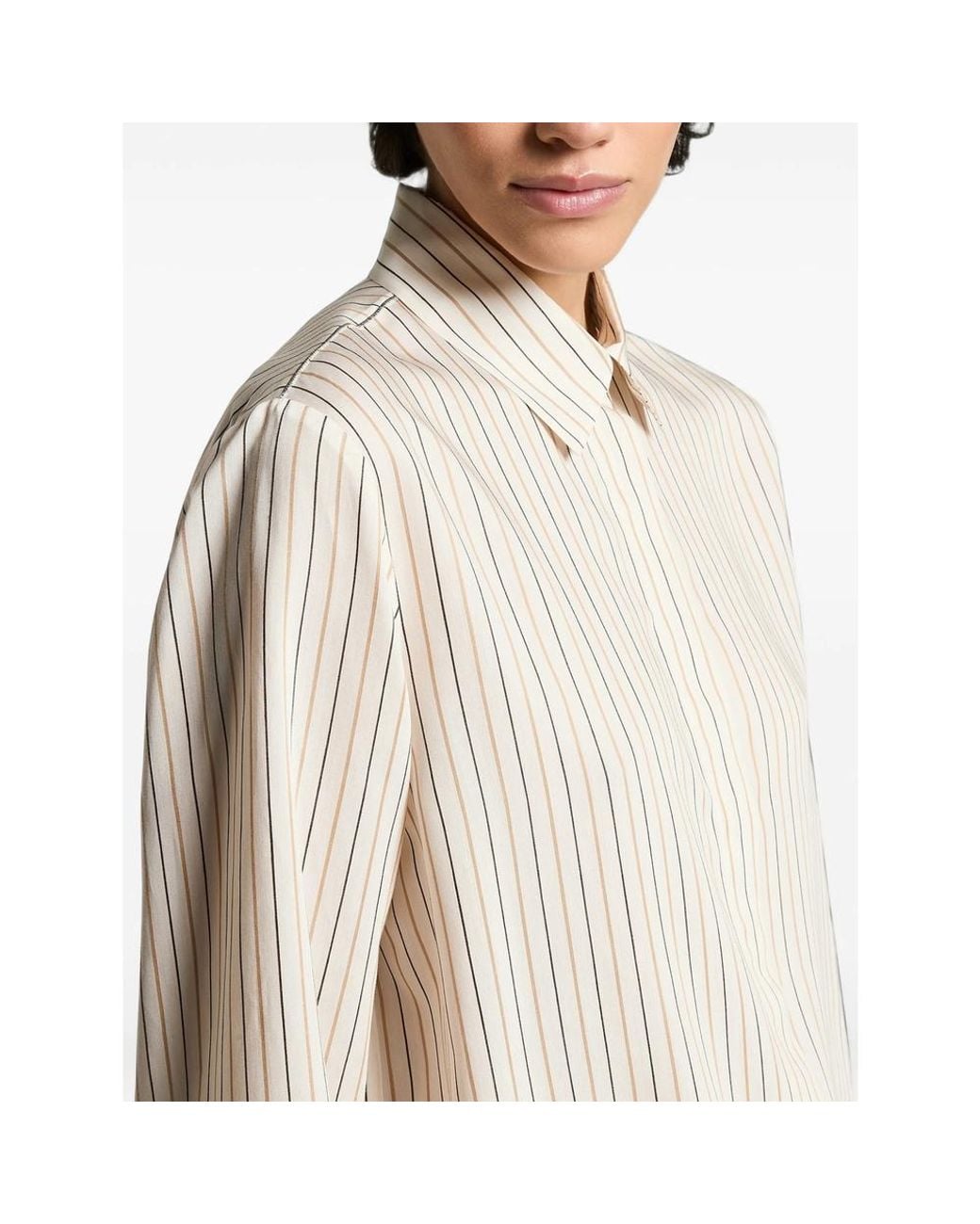 Peserico White Vertical-Stripe Shirt