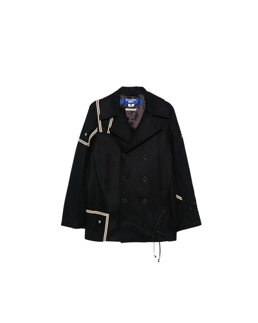 Junya Watanabe Black X Rebuild By Needles Patchwork Double-Breasted Coat for men