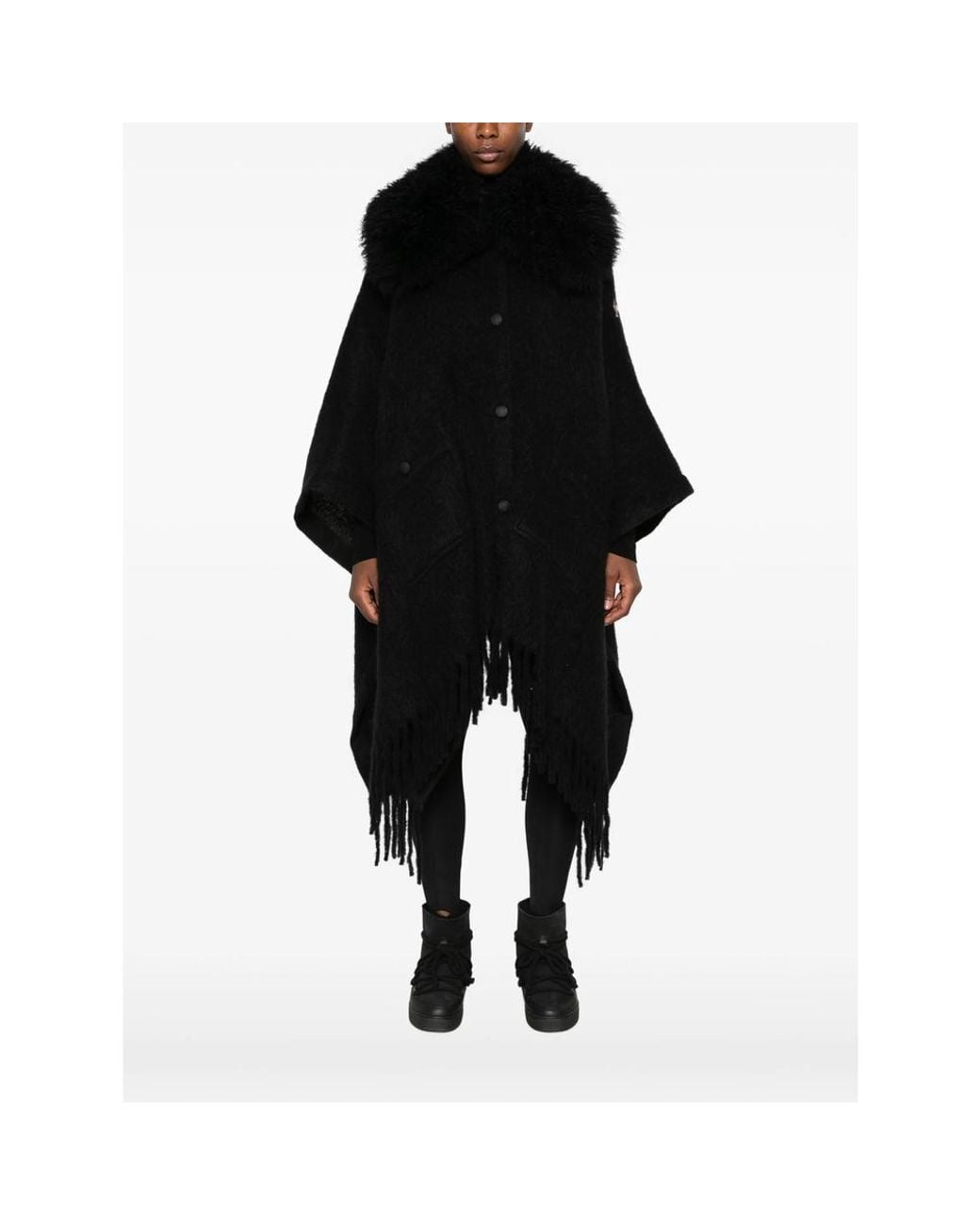 Moncler Black Fringed Cape
