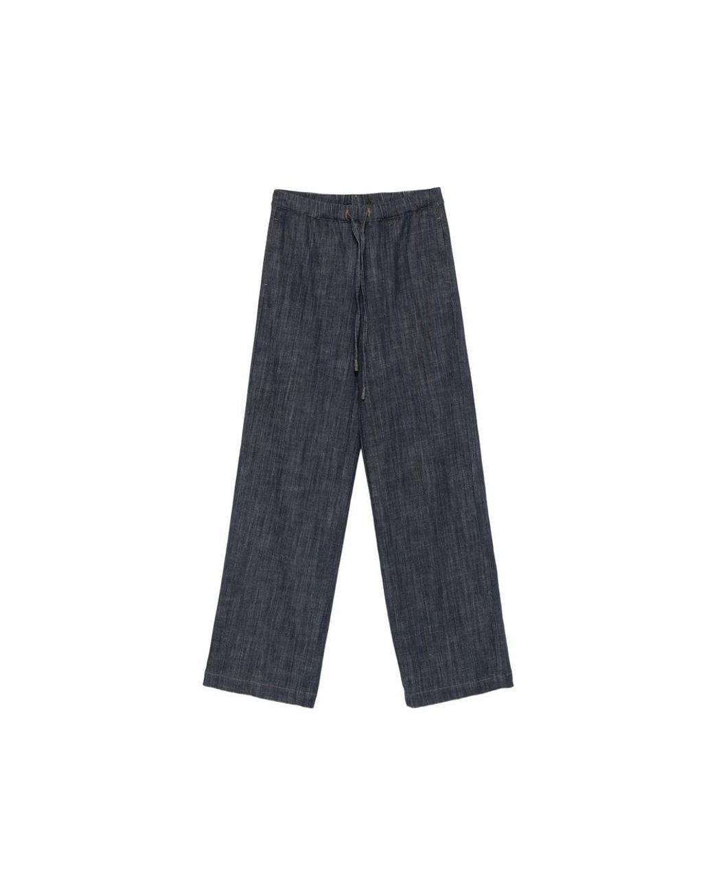 Panicale Cashmere Gray Drawstring-Waist Wide-Leg Trousers