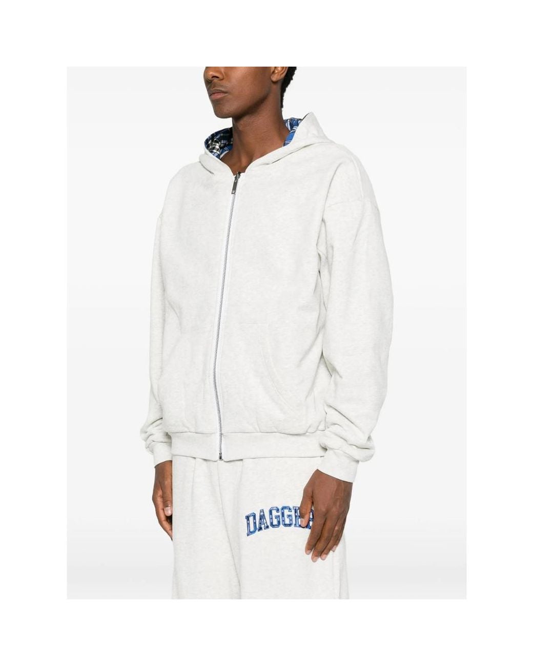DAGGER White Reversible Logo-Patch Hoodie for men