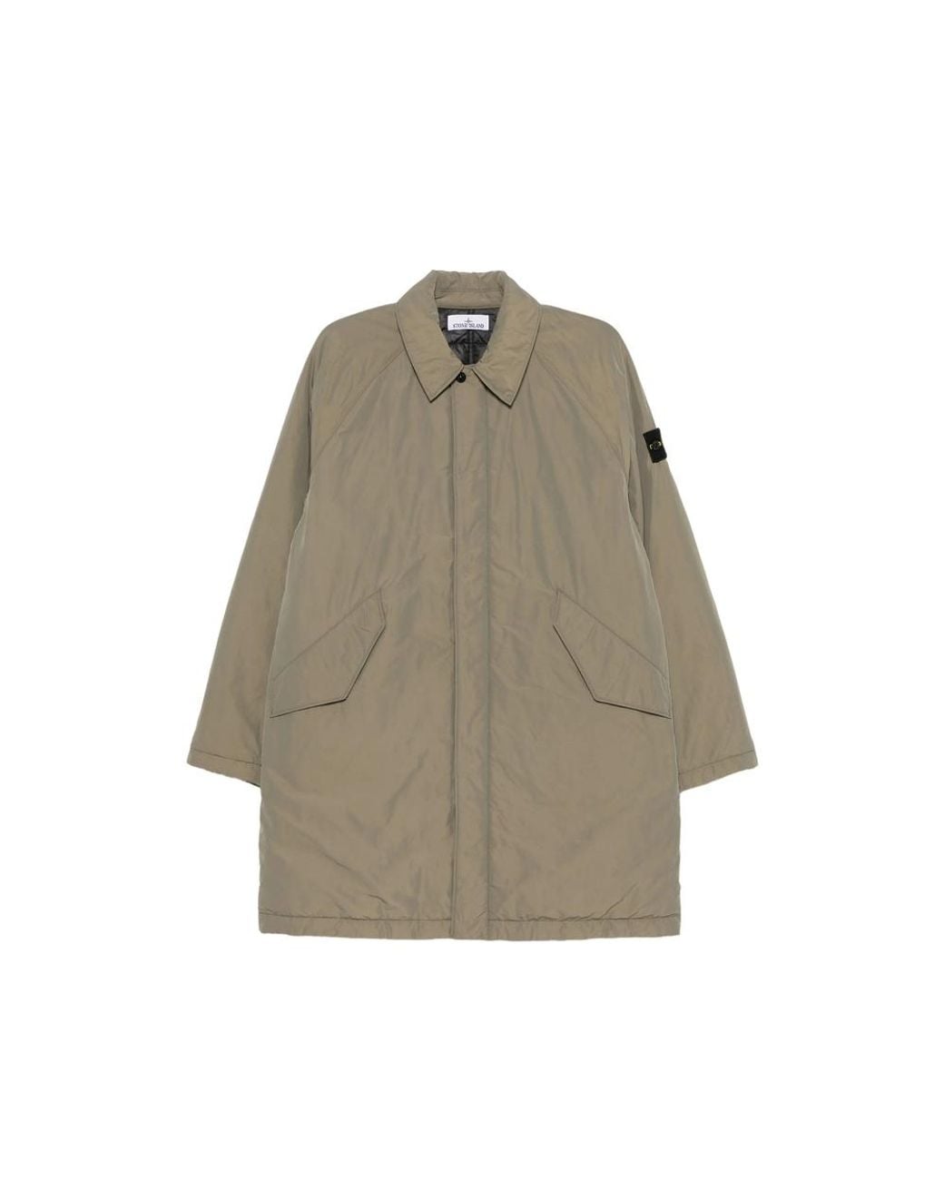 Stone Island Natural Logo-Patch Raglan-Sleeve Coat for men
