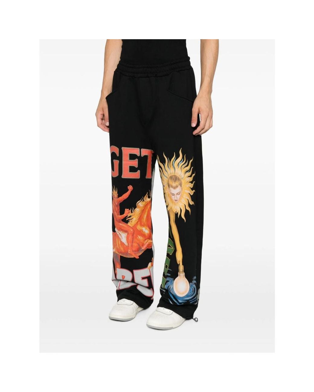 PDF Black Graphic-Print Track Pants for men