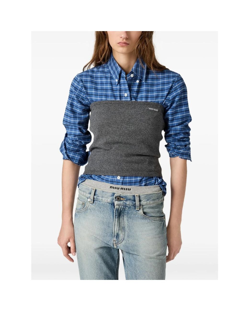 Miu Miu Gray Cashmere Top